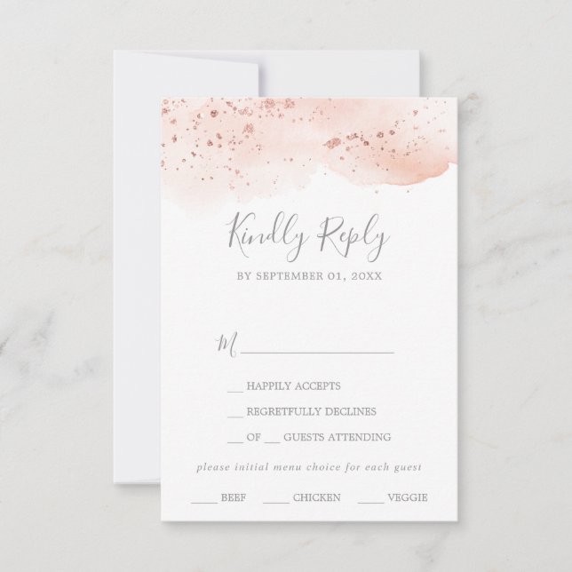 Carte RSVP rose Gold Watercolor (Devant)