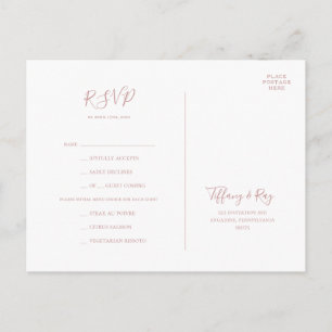 Carte RSVP Rose or simple et élégante