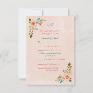 Carte RSVP Rose Peach Watercolor
