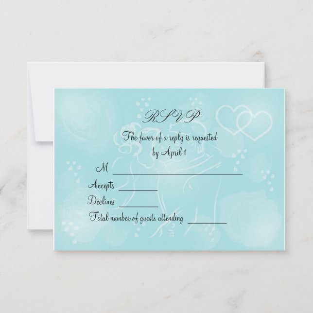 Carte RSVP rose Turquoise (Devant)