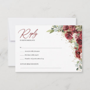 Carte rsvp rose verte à l'eucalyptus