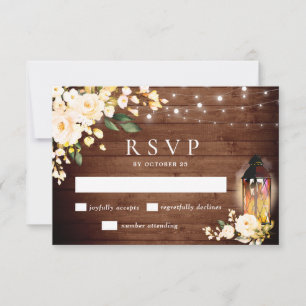Carte RSVP Rose verte en bois et roux