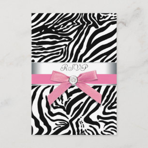 Carte RSVP rose Zebra