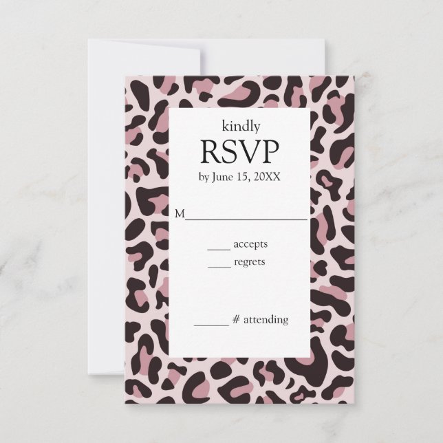 Carte RSVP RoseGold Empreinte de léopard classique (Devant)