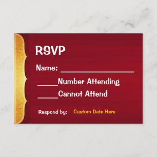 Carte RSVP rouge et or