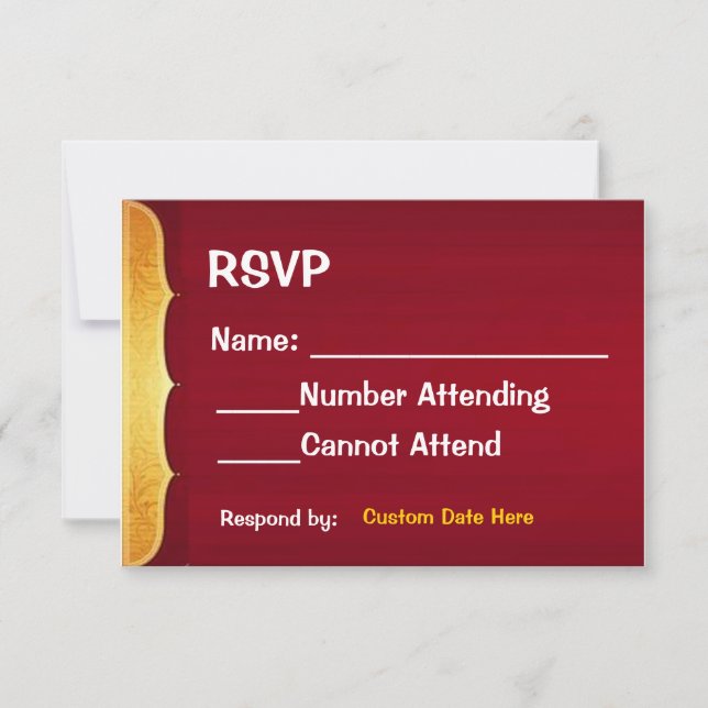Carte RSVP rouge et or (Devant)