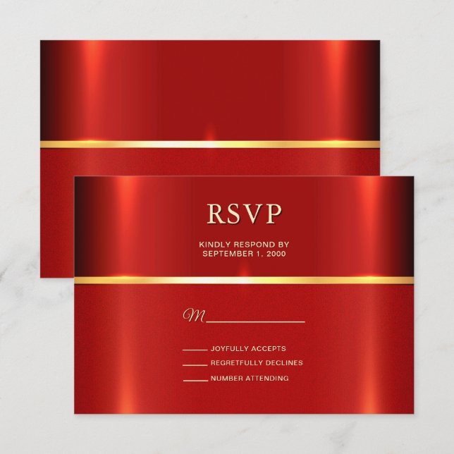 Carte RSVP rouge simple (Devant / Derrière)