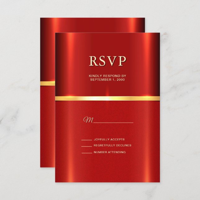 Carte RSVP rouge simple (Devant / Derrière)