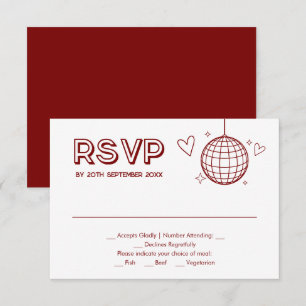 Carte RSVP rouge Super Retro Mariage