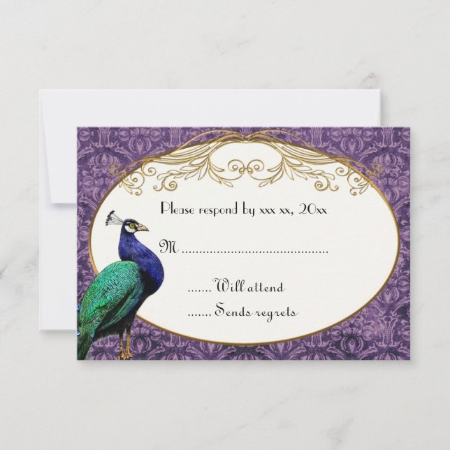 Carte RSVP Royal Peacock Purple (Devant)