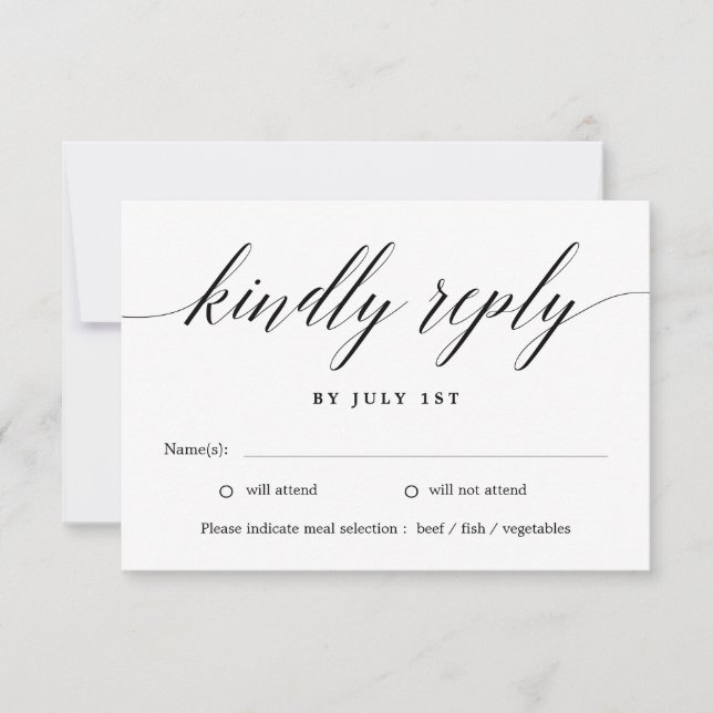 Carte RSVP RSVP de couleur modifiable de script mo (Devant)