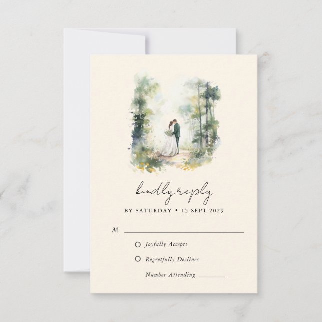 Carte RSVP RSVP de mariage de Boho de forêt enchan (Devant)