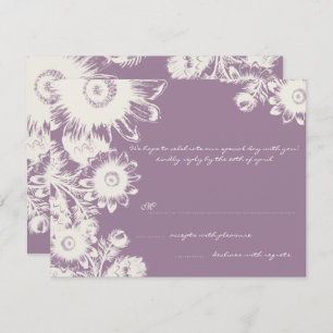 Carte RSVP RSVP de mariage floral violet de fumée
