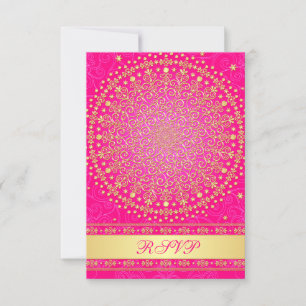 Carte RSVP RSVP de mariage rose et or