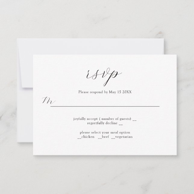 Carte RSVP RSVP Design Mariage raffinée Initiales  (Devant)