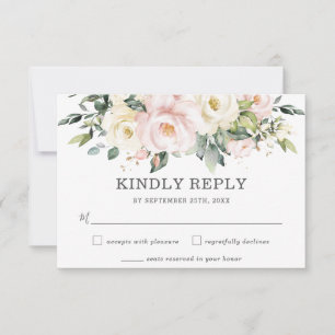 Carte RSVP RSVP pour mariage floral en ivoire doux