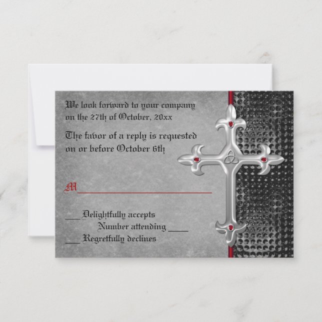 Carte RSVP Ruby Medieval Celtic Cross (Devant)