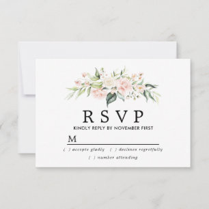 Carte RSVP Russe Blush Rose Floral Quinceanera