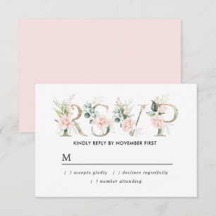 Carte RSVP Russe Blush Rose Floral Quinceanera