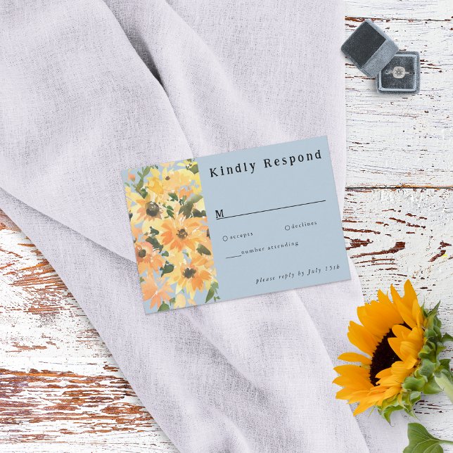 Carte RSVP Russe Bouquet de tournesol aquarelle (Créateur téléchargé)