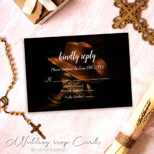 Carte RSVP Russe Mariage campagnard Boots Cowboy
