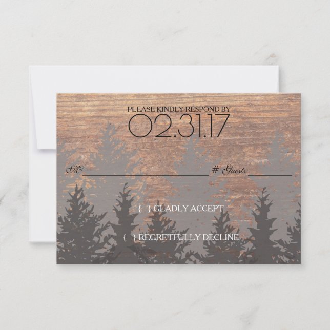 Carte RSVP Russe Pine Tree Faire-part de mariage (Devant)