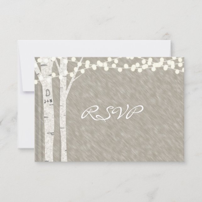 Carte RSVP Rustic Birtic Tree (Devant)