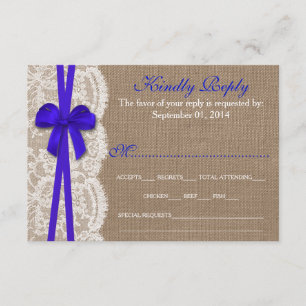 Carte RSVP Rustic Blue Bow Mariage Collection