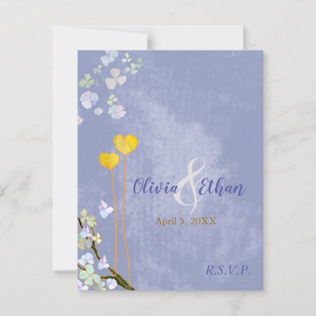 Carte RSVP Rustic Blue Mariage (Devant)