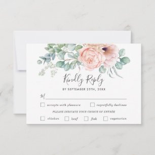 Carte RSVP Rustic Blush Floral Mariage