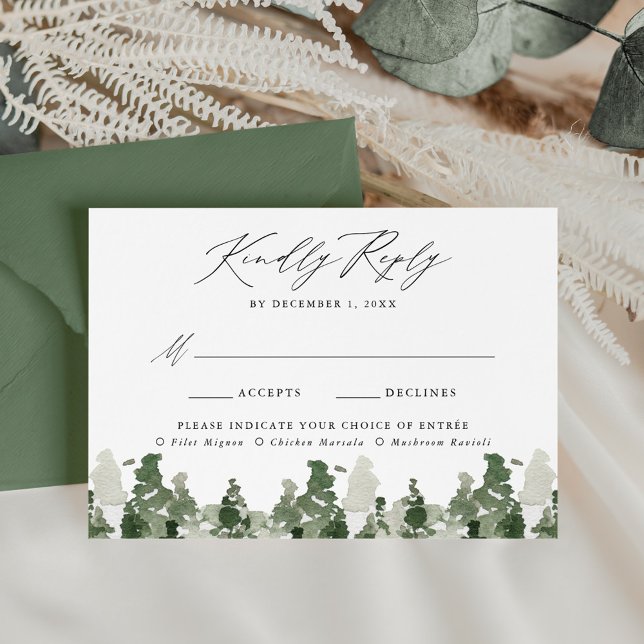 Carte RSVP Rustic Pine Forest Mariage Meice Choice (Créateur téléchargé)
