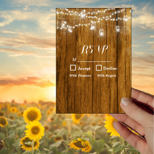 Carte RSVP Rustic Wood Mason Jar