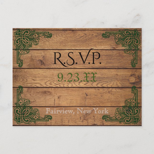 Carte RSVP Rustique Celtique Claddagh (Devant)