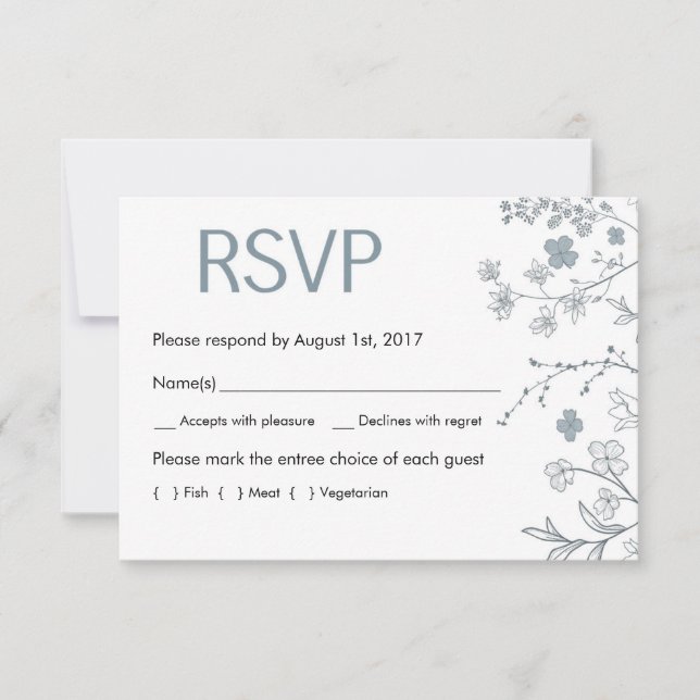 Carte RSVP Rustique Chalky Blue & White Floral (Devant)