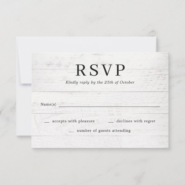 Carte RSVP Rustique Chic Modern Wedding (Devant)