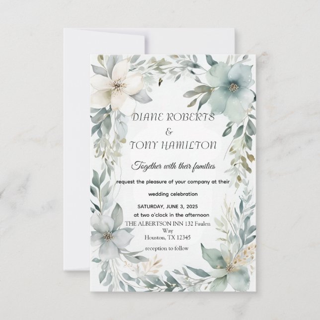 Carte RSVP Rustique Floral & Mariage Minimaliste (Devant)