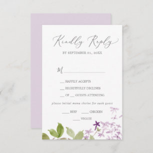 Carte RSVP Rustique Lilac Menu Choix