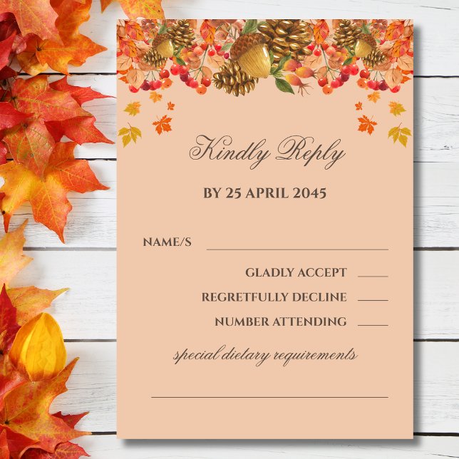 Carte RSVP Rustique Mariage de automne Automne (Créateur téléchargé)