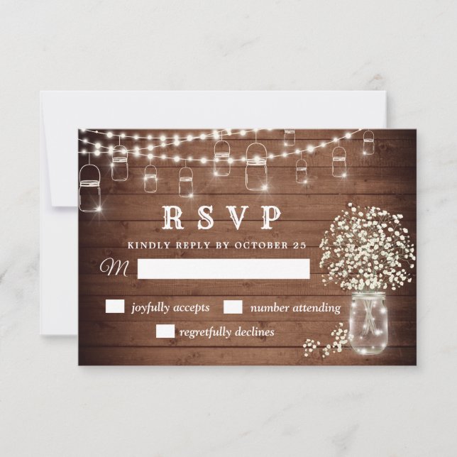 Carte RSVP Rustique pour bébé Mason du souffle Jar (Devant)