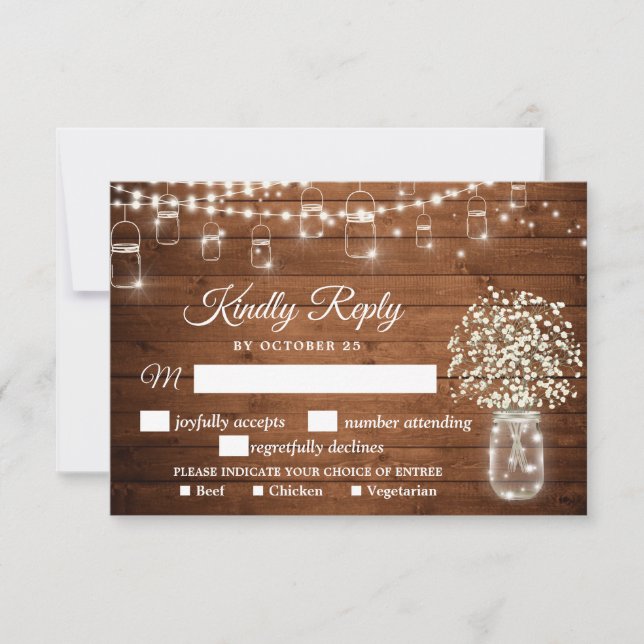 Carte RSVP rustique pour le souffle du bébé avec c (Devant)