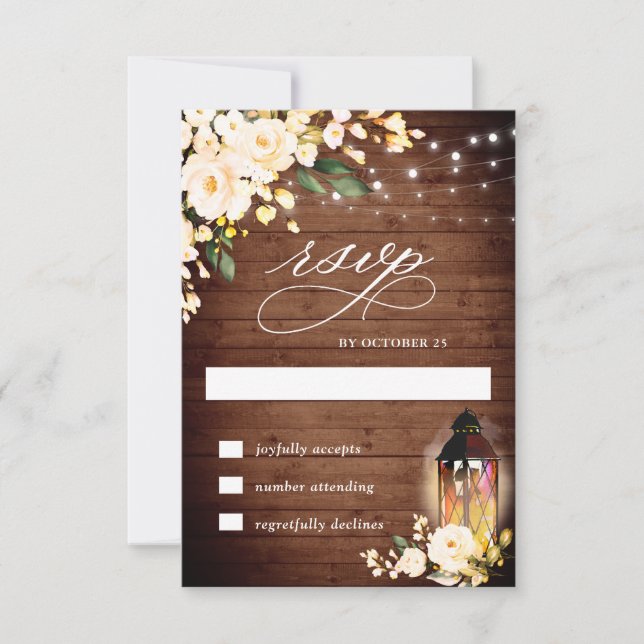 Carte RSVP Rustique Rose Bois et Blush (Devant)