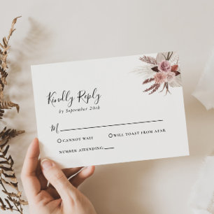Carte RSVP Rustique Rose Gold Floral Wedding