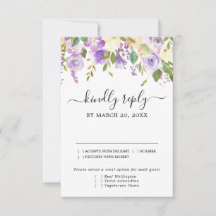 Carte RSVP Rustique violet et blanc, options de re