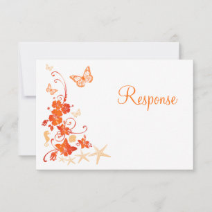 Carte RSVP Sable, Orange, White Tropical Beach