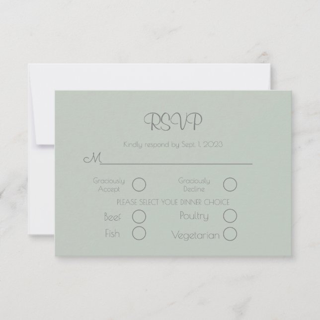 Carte RSVP Sage Green Elegant Wedding (Devant)