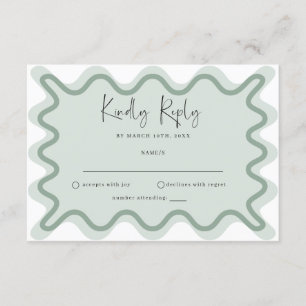 Carte RSVP Sage Green Wavy Border