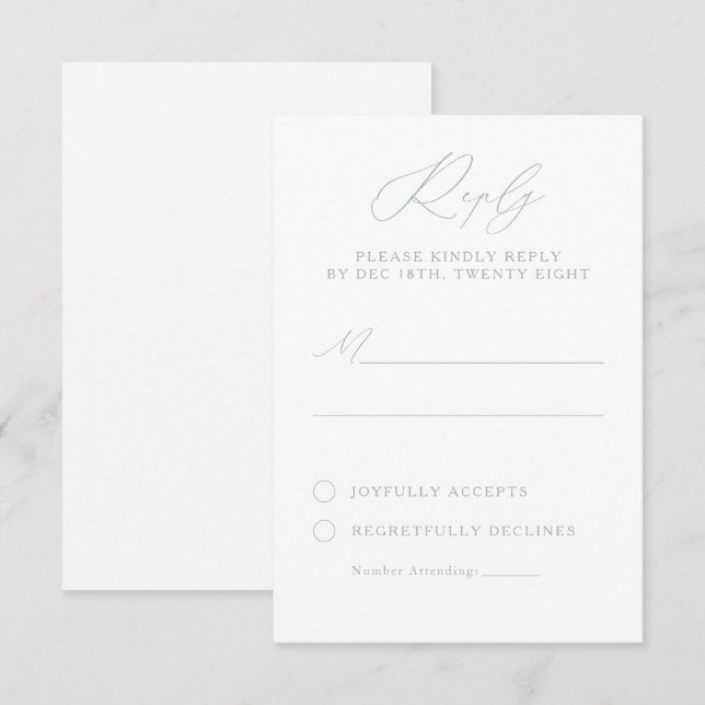 Carte RSVP Sage Green & White (Devant / Derrière)