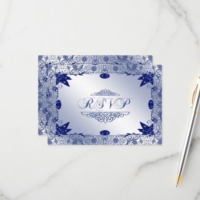 Carte RSVP Sapphire 45e anniversaire de Mariage (Devant/Arrière en situation)