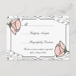 Carte RSVP Scrollwork et mariage rose Fleur