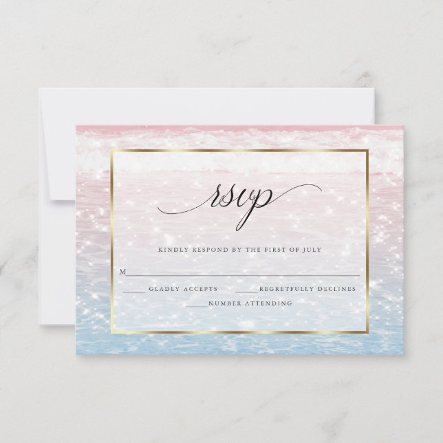 Carte RSVP Shimmer Pink Ocean Waters Beach (Devant)